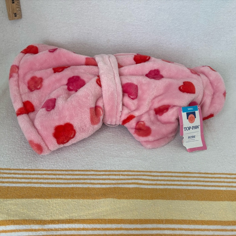 Top Paw Pink and Red Heart robe